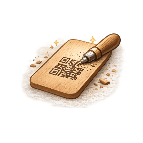 Gravírování QR kódu do dřevěné desky